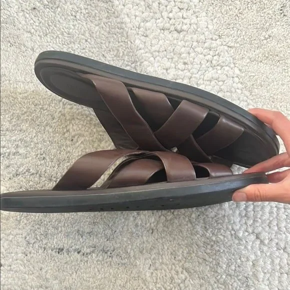 Vince Brown Leather Sandals - Picture 4 of 9